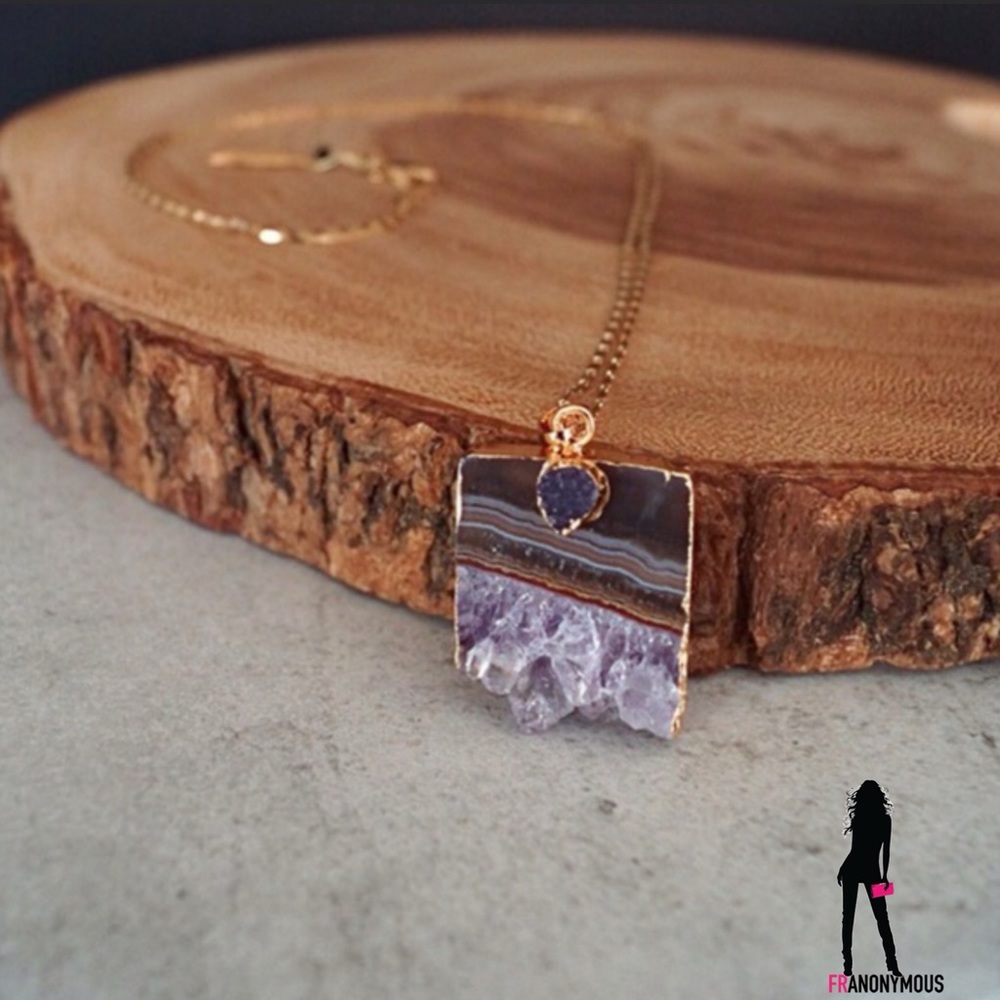 Gold Plated Amethyst Pendant Necklace - Picture 2 of 5